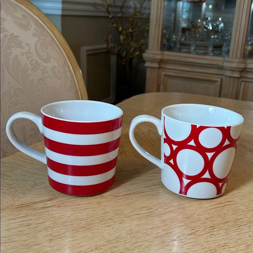 Crate & Barrel Circles & Stripes Mugs (2)